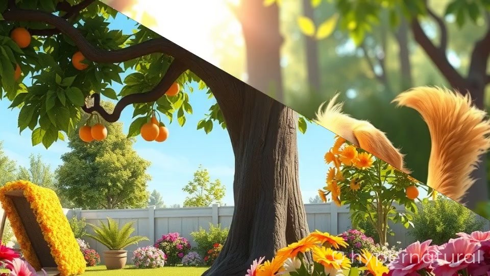 3D Cartoon Child and Dog in Backyard Fun