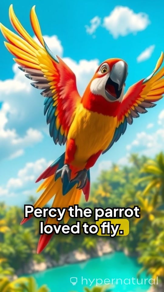 Cheerful Green Parrot in a Magical Sky