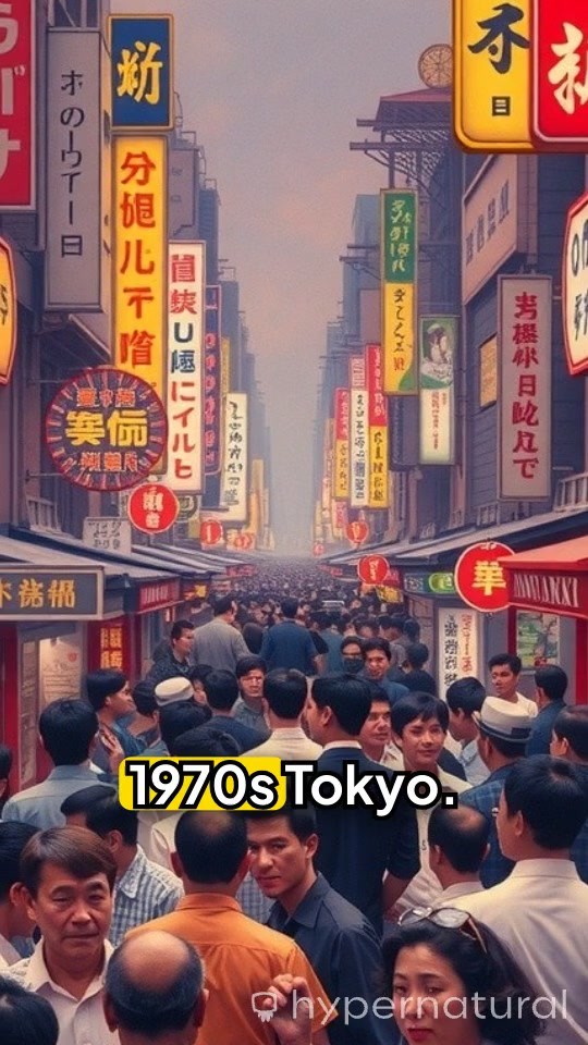 Retro Japan: A 1970s Street Scene in Tokyo or Osaka