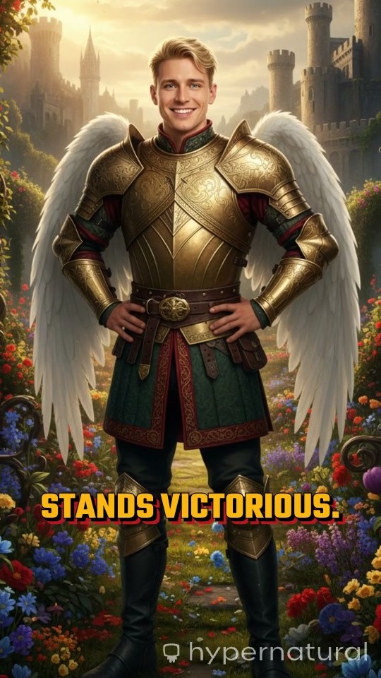Hero's Triumph in a Colorful Garden