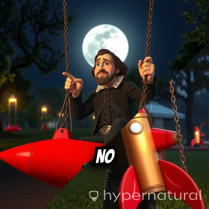 Kids Playing in the Moon Park with Rockets