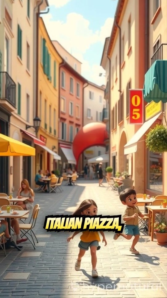 Children Playing with Their Fathers in Italy