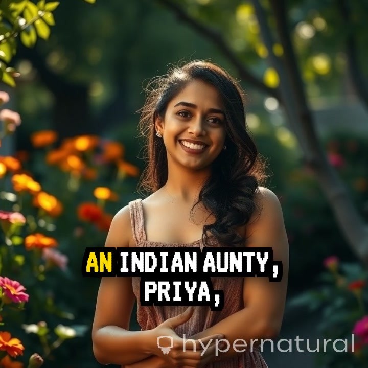 Plus Size Indian Aunty in Saree Walking in the Garden