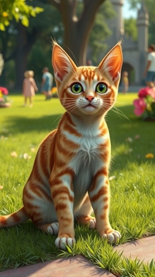 A Kitten's Joyful Garden Adventure