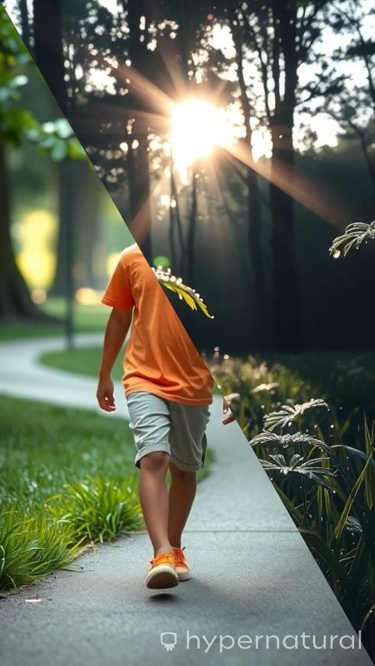 Boy and Duck on School Journey