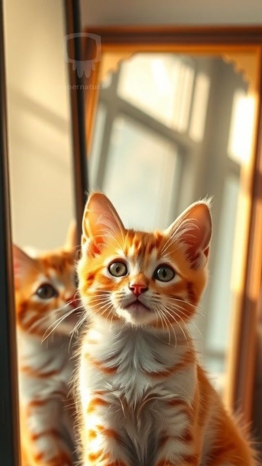 A Curious Cat and Its Reflection