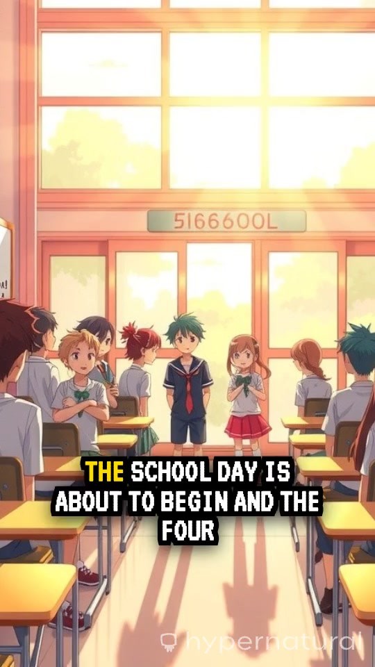 Classroom Adventures: Four Friends Having Fun