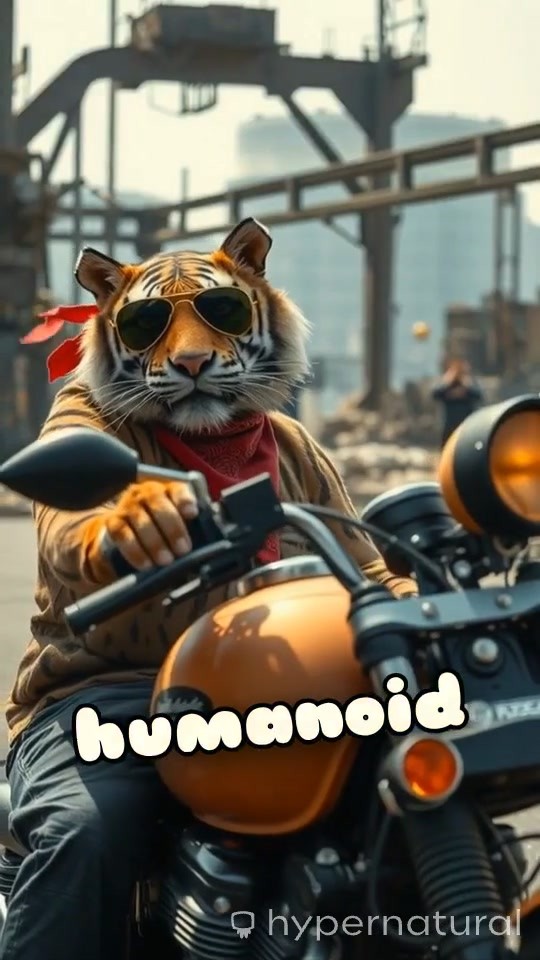 Motorcycle Stunts of the Humanoid Tiger