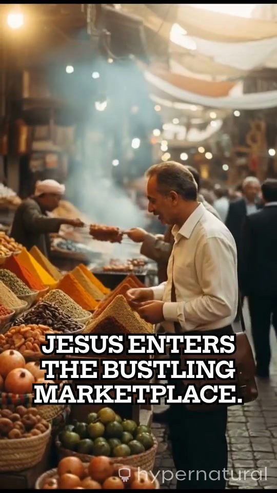 A Serene Encounter: Jesus in the Marketplace