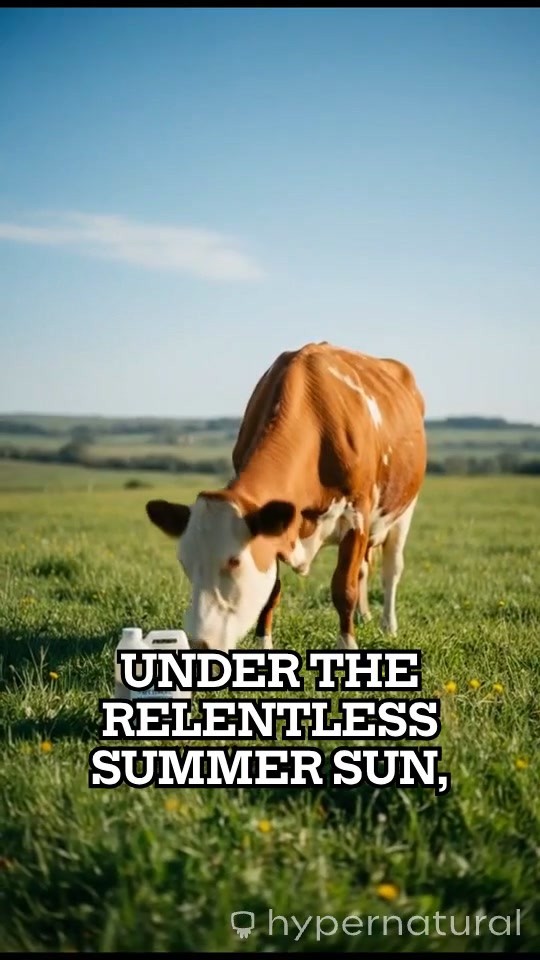 Cows in Heat Stress on a Sunny Farm