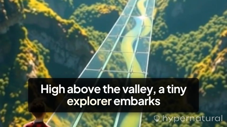 Baby Boy Exploring a Glass Bridge Above Nature's Beauty