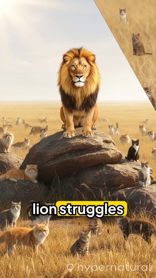 Cat kills Lion, Crocodile kills Cat, Hen swims and kills Crocodile!