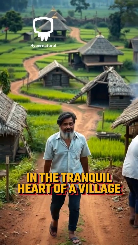 Young Man Walking in the Village