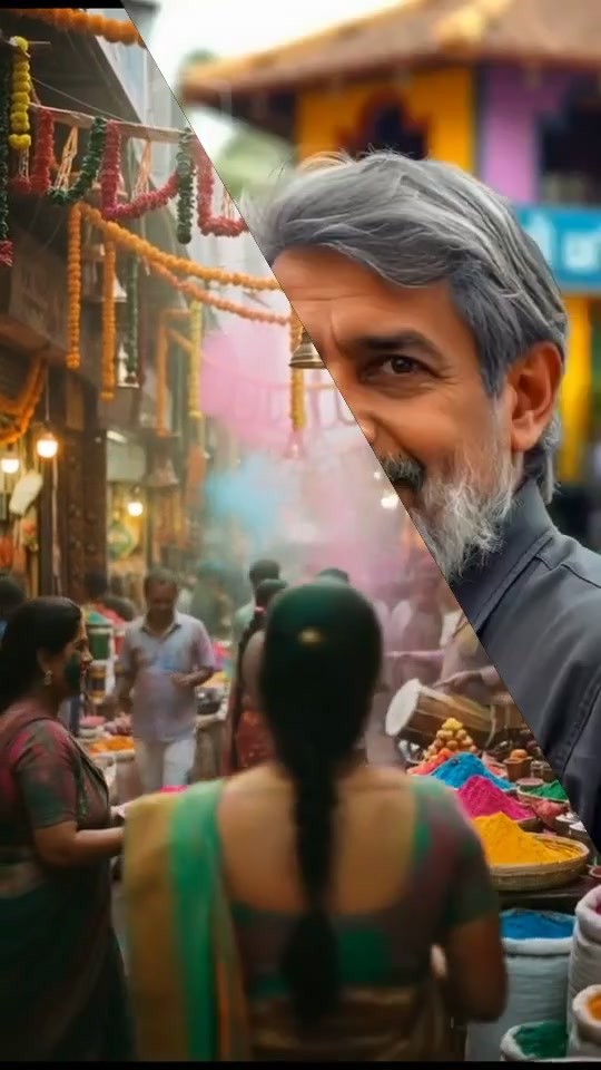 Elderly Man's Playful Struggles with Holi Treats