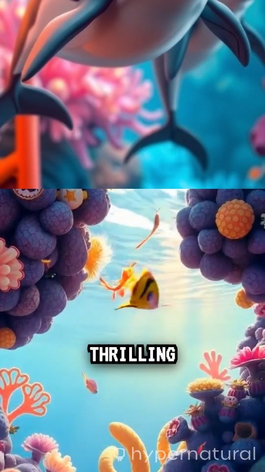 Gliding Through the Luminous Reef: A Dolphin's Dash