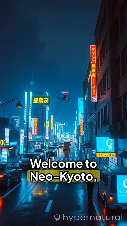 Neon Dreams: Futuristic Felines in a Cyberpunk City