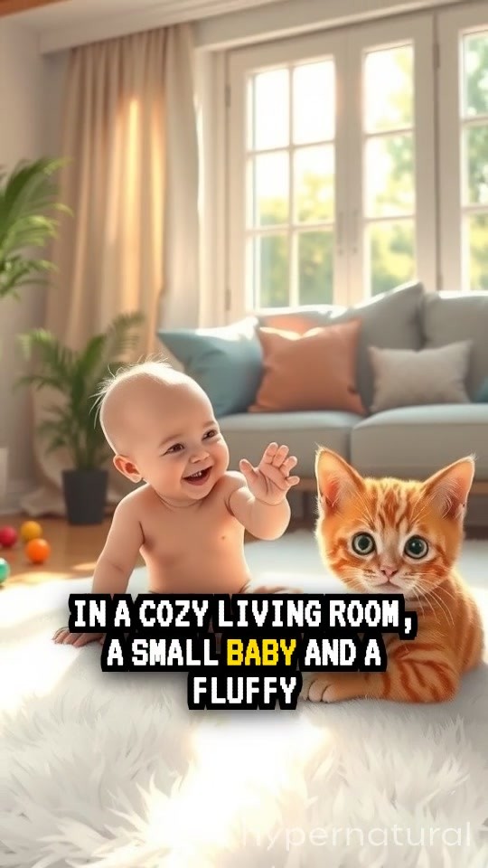 Baby's Sweet Embrace: Cuddling with a Cat!