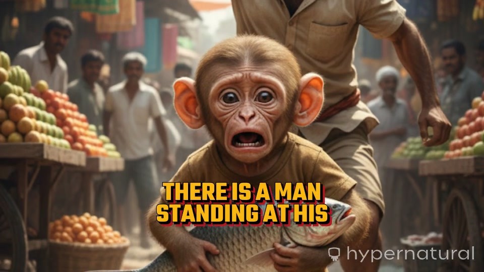 Monkey Steals Fish Out of Hunger