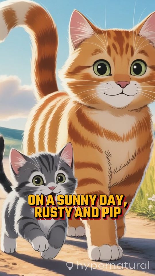 Sweat Cat and Kitten's Roadside Stroll