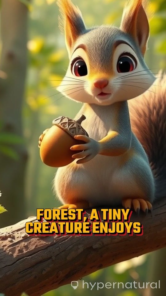 Cinematic Close-Up of a Nut-Eating Squirrel in Sunlit Forest