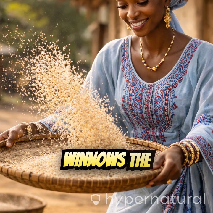 Preparing Meal: Winowing Rice