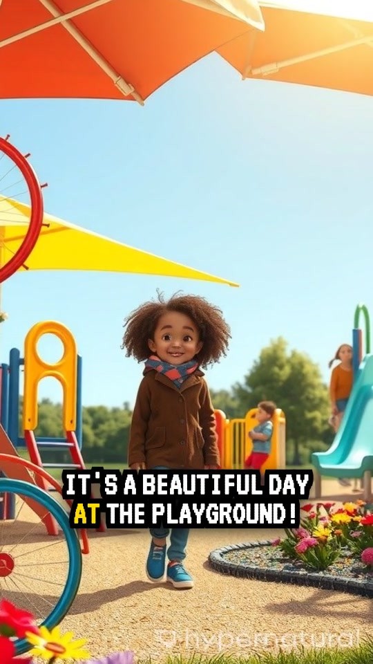 Joyful Playtime: Kids and Cats in a Colorful Playground