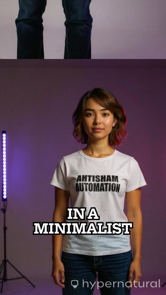 Stylish Young Girl Models 'Ahtisham Automation' T-Shirt
