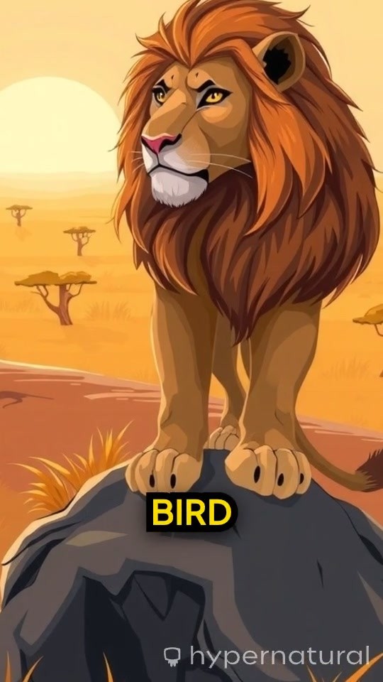 The Lion's Journey to Survival with a Tiny Bird