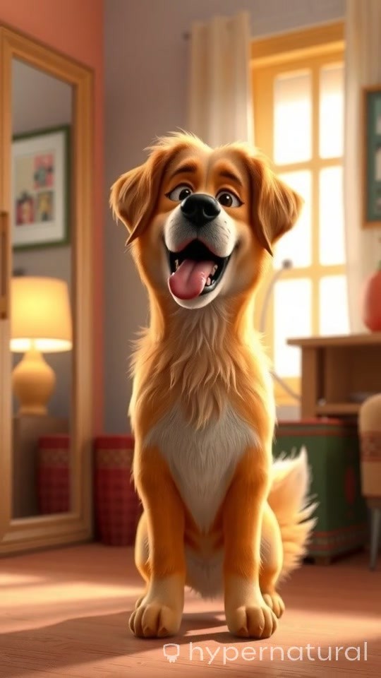 A Dog's Playful Reflection