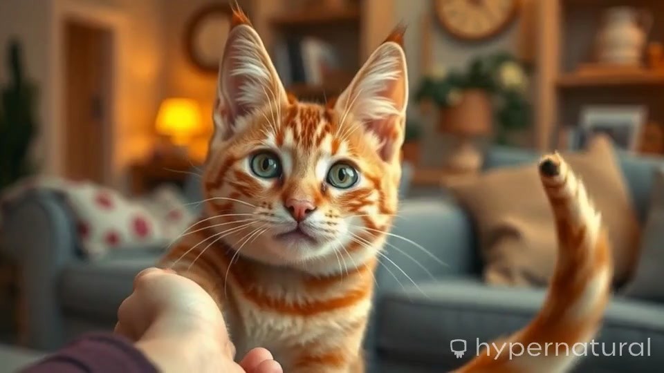 Happy Cat Wags Its Tail