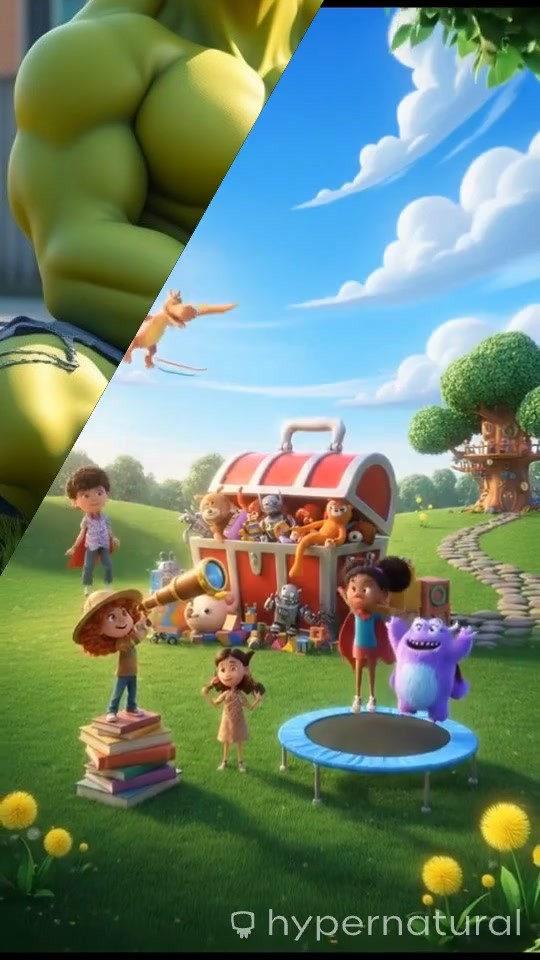 Green Hulk Plays with Dog in Backyard