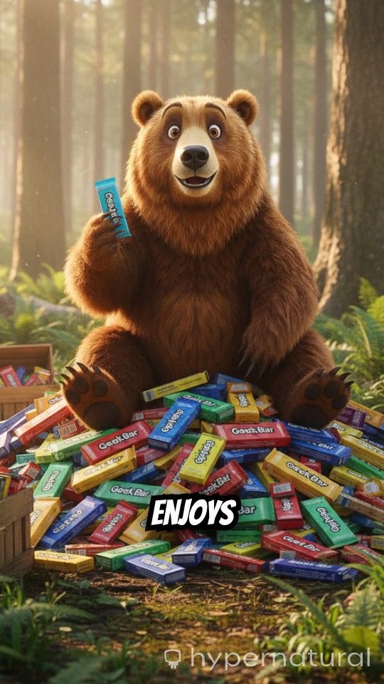 Bear Geeking Out with Geek Bars in the Forest!