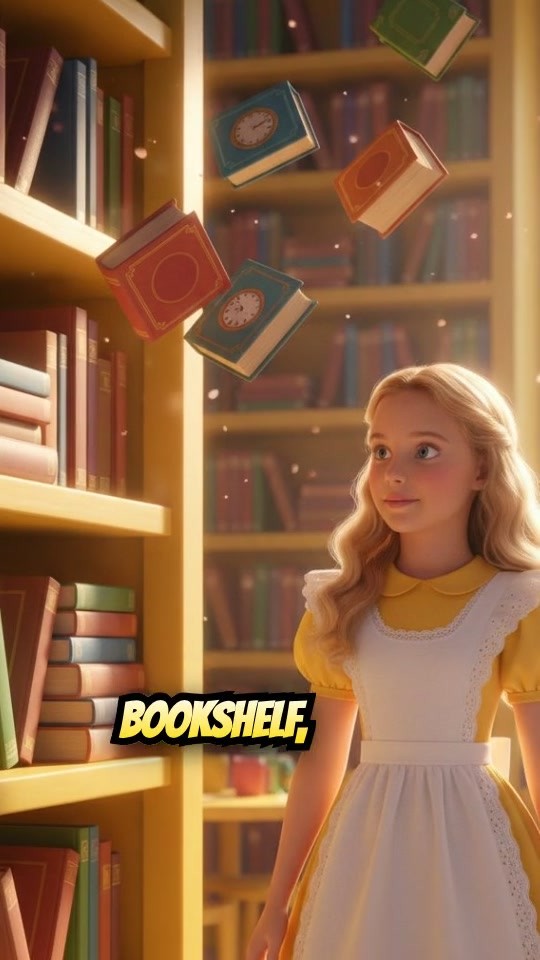 Dancing Books on a Yellow Shelf