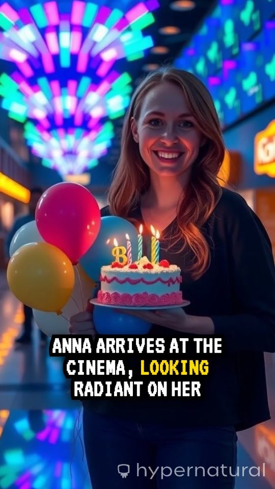 Birthday Celebration at the Cinema in a Beautiful Gown