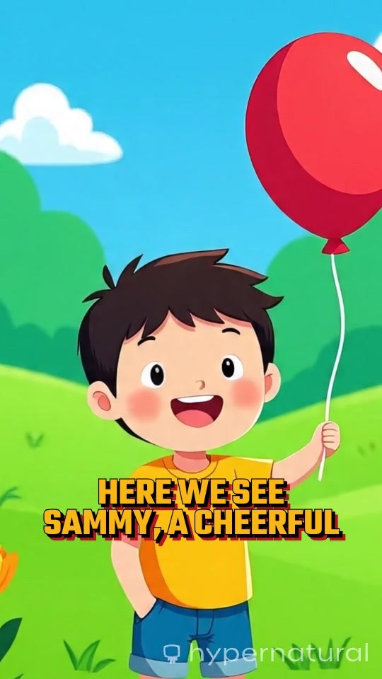 Adorable Cartoon Boy with Big Eyes and Bright Colors
