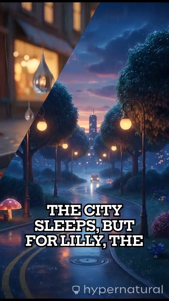 Girl Dancing in the Rain at Night