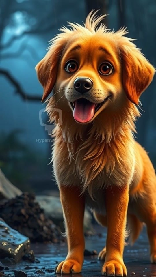 Lost Dog's Rainy Adventure in the Park