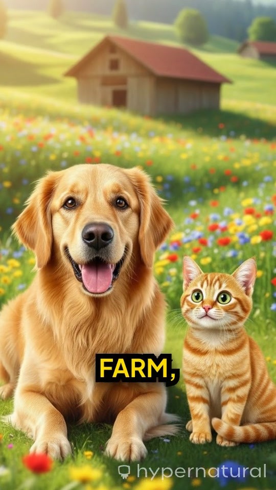 Joyful Antics: A Playful Dog and Clever Cat on a Swiss Farm Adventure