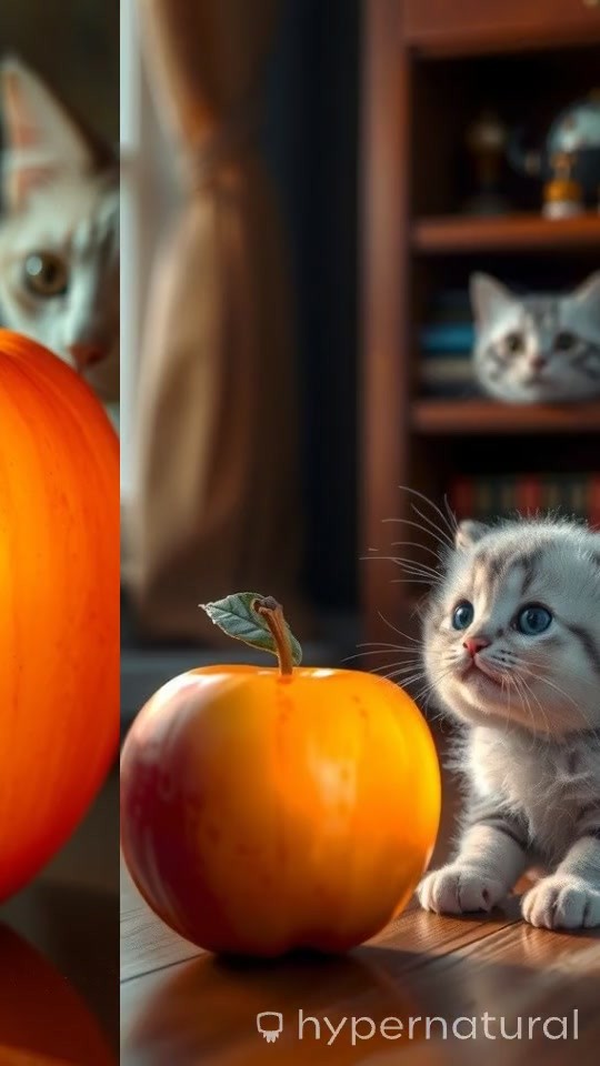 The Enchanted Apple and the Playful Kitten