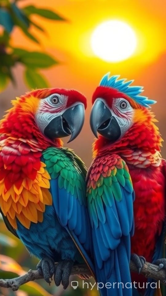 Golden Sunset: Love Birds in Harmony