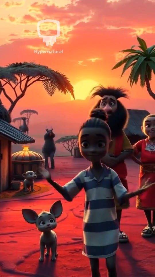 Golden Sunset in the African Village