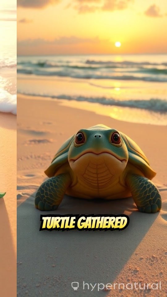 Tito the Turtle and His 5 Babies Enjoying a Seaside Adventure