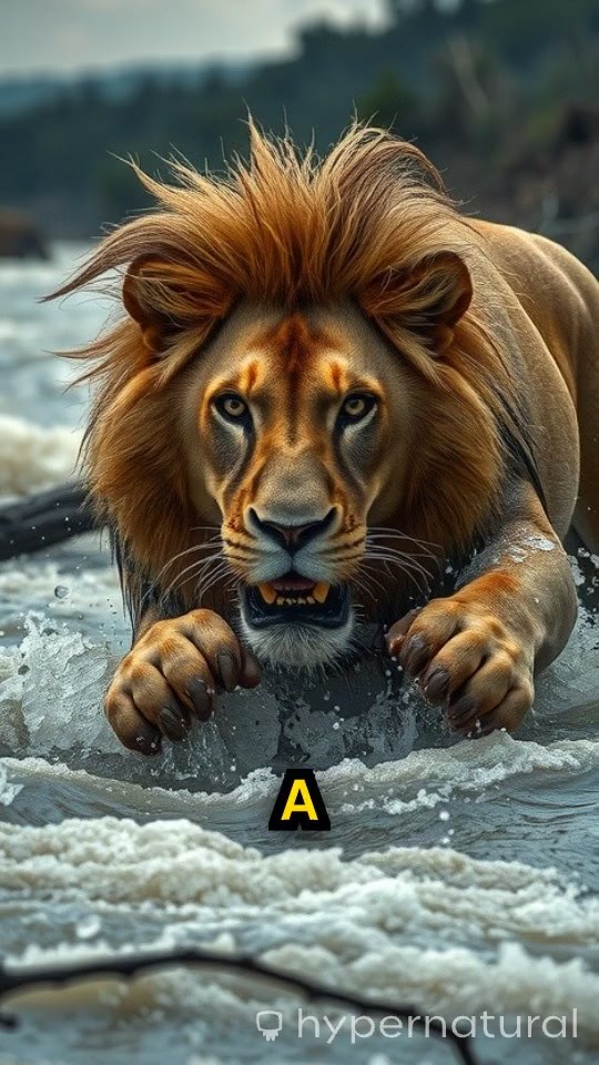 Elephant Rescues Lion: A Heroic Struggle in a Flooded River