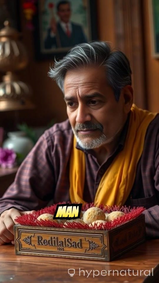 A Man Enjoying Ladoo