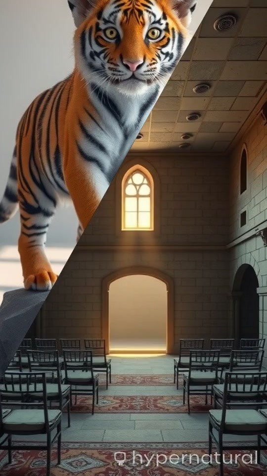 Anamorphic 3D Tiger Cub's Playful Escape
