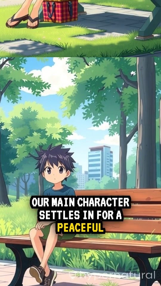 Boy Enjoying Snack on Park Bench with Headphones