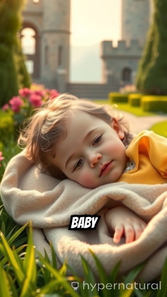 A Princess's Embrace: A Newborn's Calm in the Royal Garden