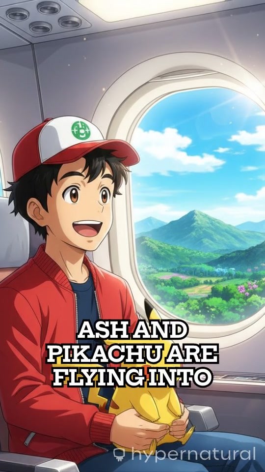 Ash and Pikachu Explore the Paldea Region from the Skies