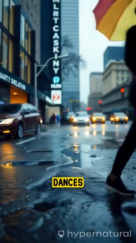 Dancing in the Rain: A Fluffy Cat's Joyful Night