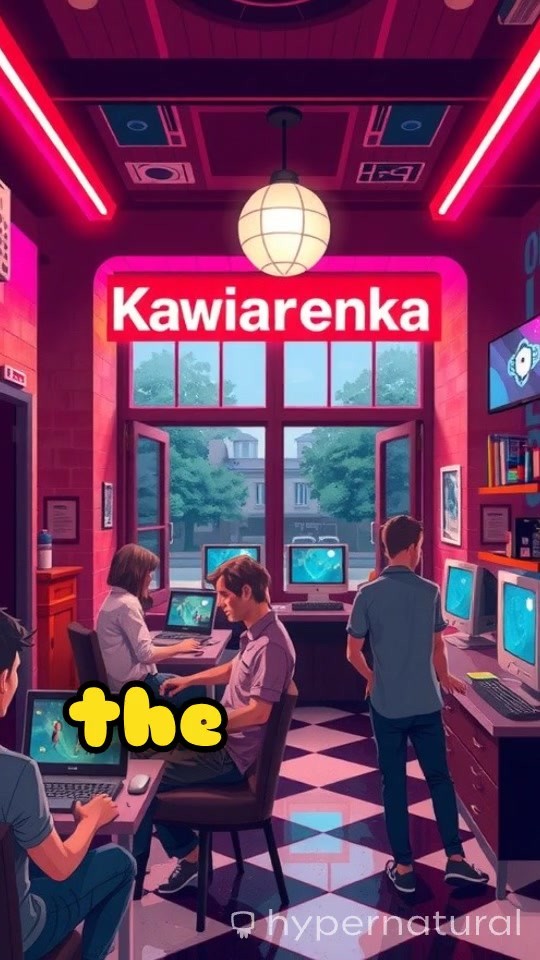 Kawiarenka: Gaming & Anime Vibes w Neonowym Świecie!